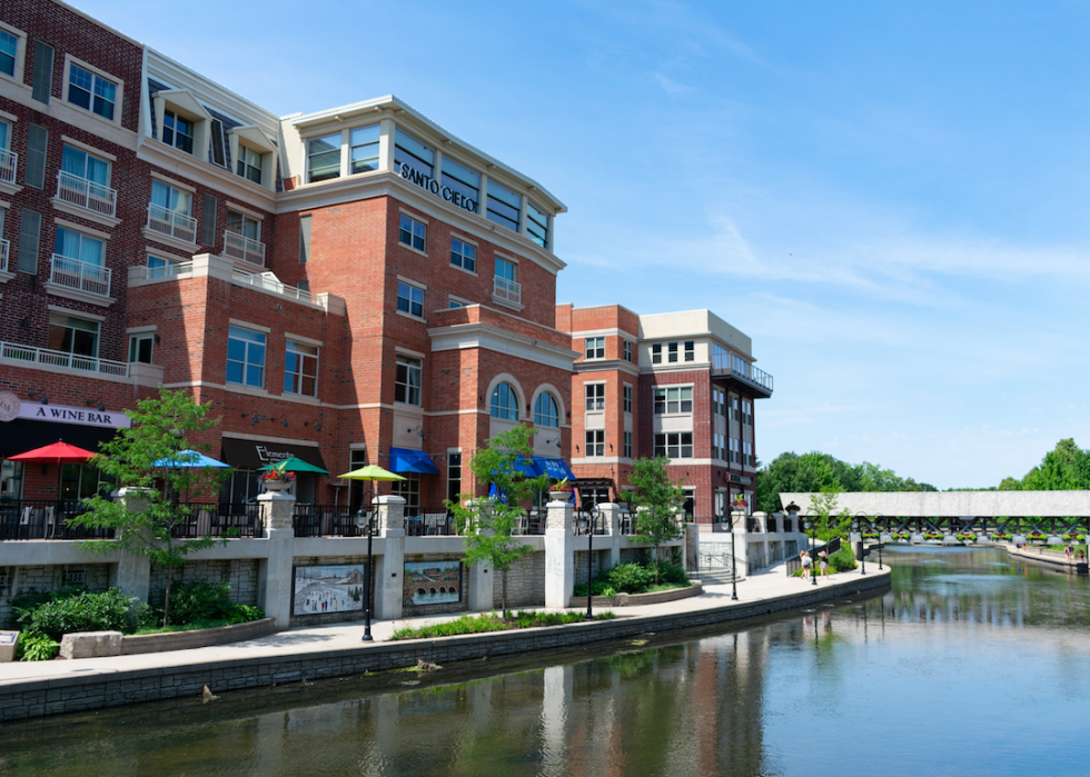 Shops on a river.