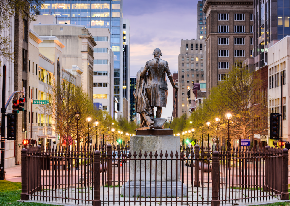 A statue of George Washington at the capitol in Raleigh.