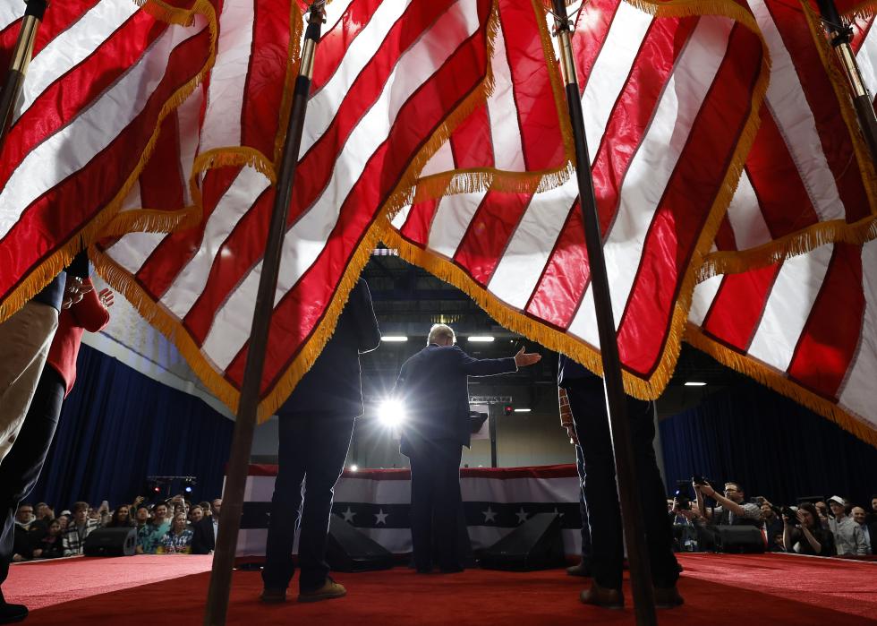 Trump speaking at an event.