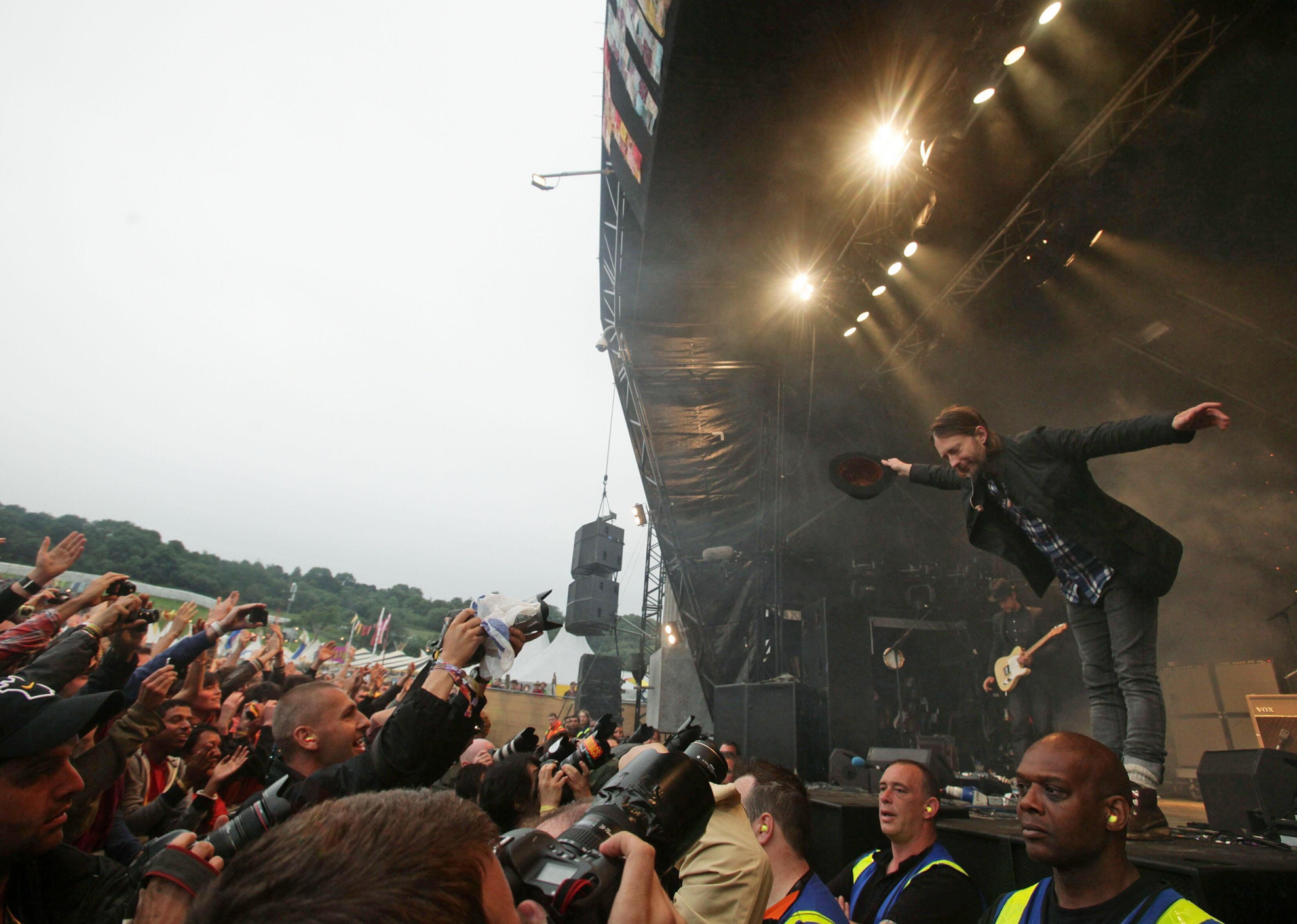 Radiohead performs live on stage