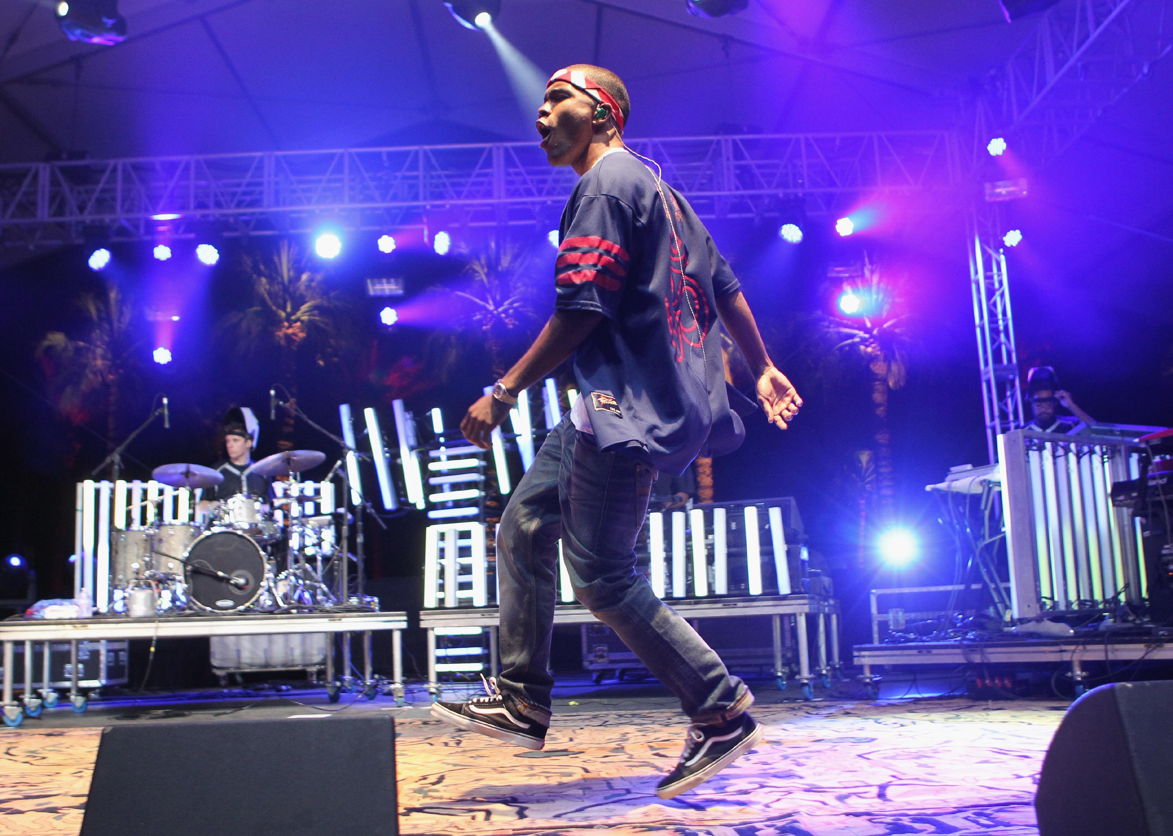 Frank Ocean struts around the stage