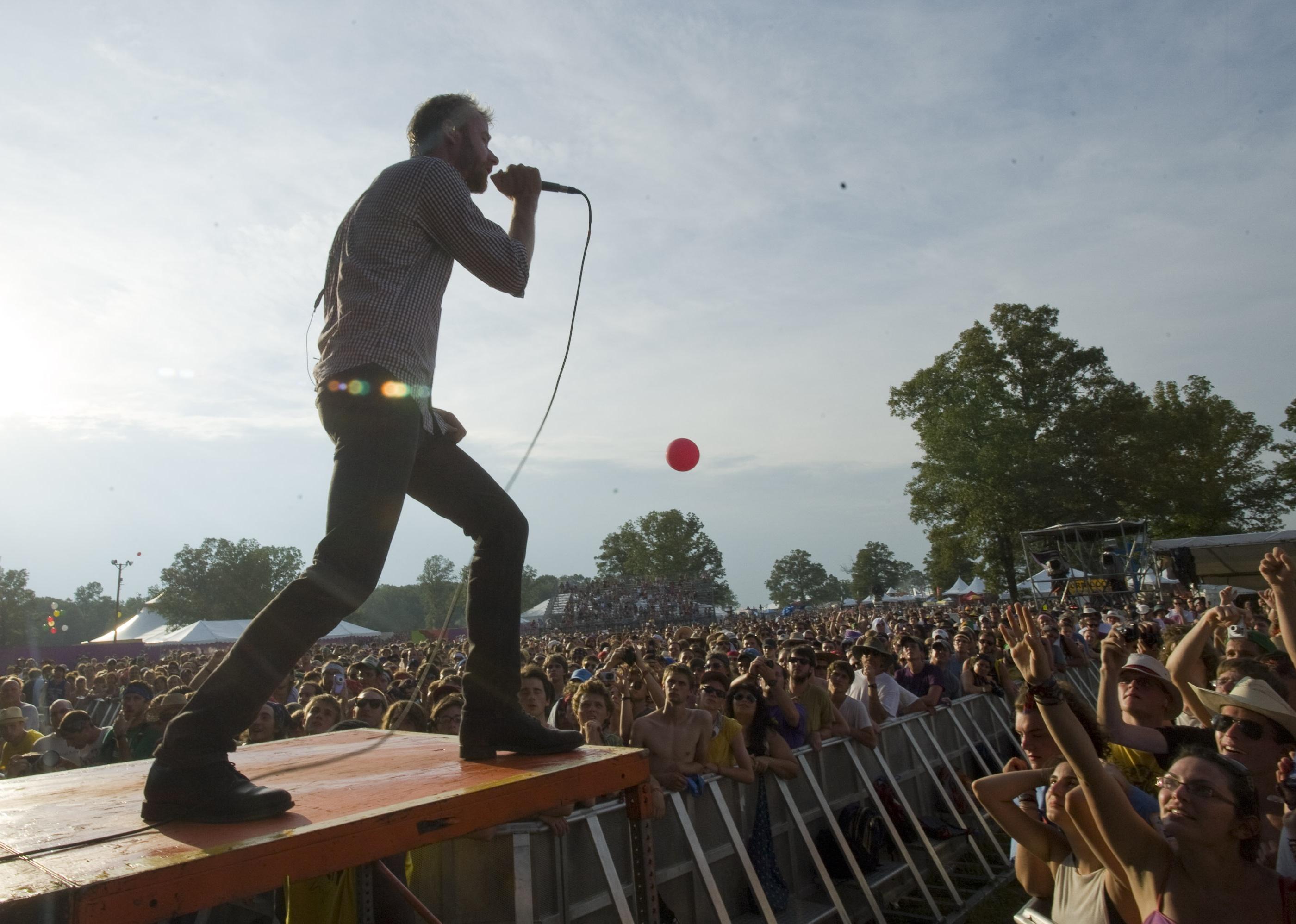 The National's Matt Berninger sings at a concert