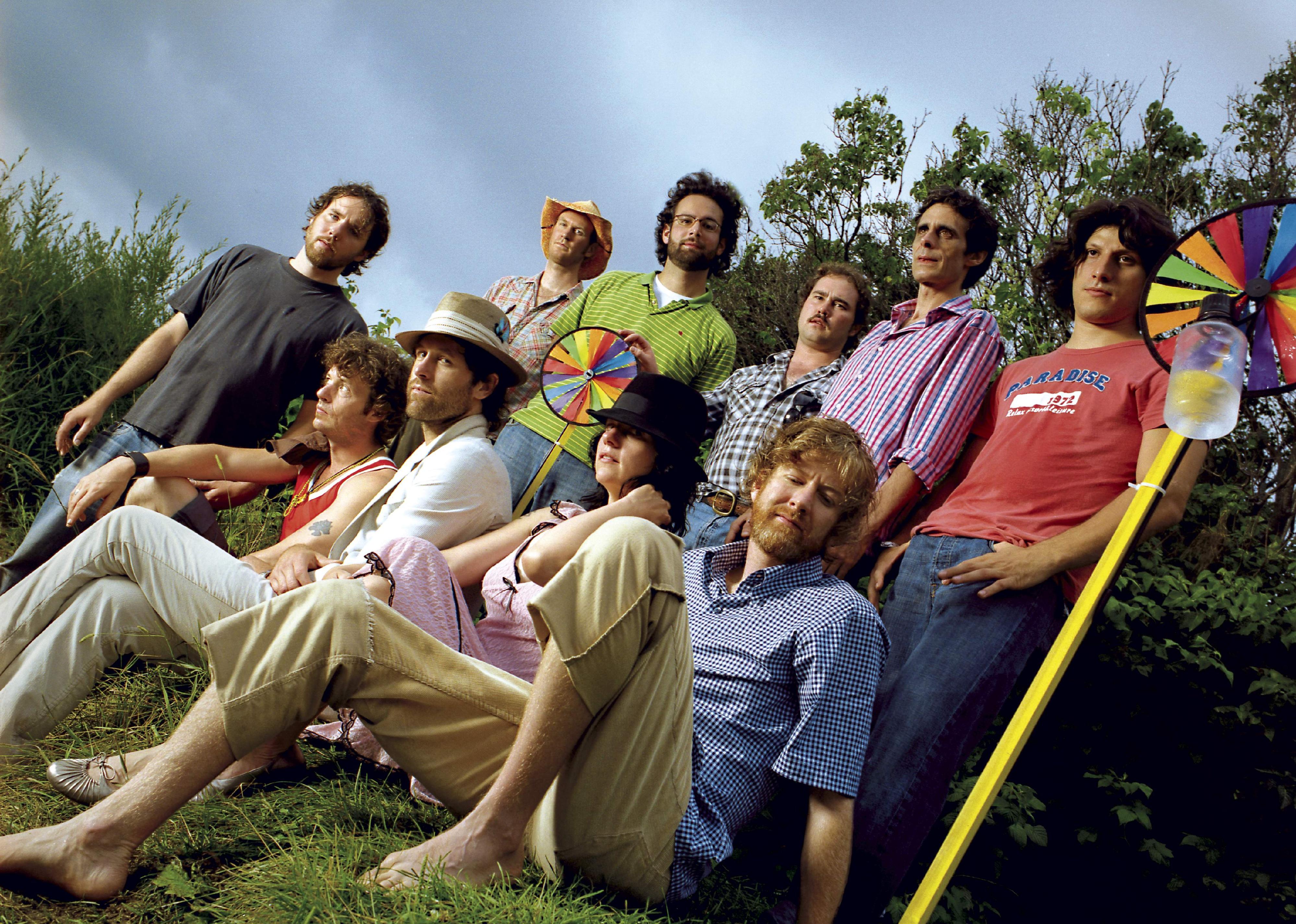 Broken Social Scene poses outside
