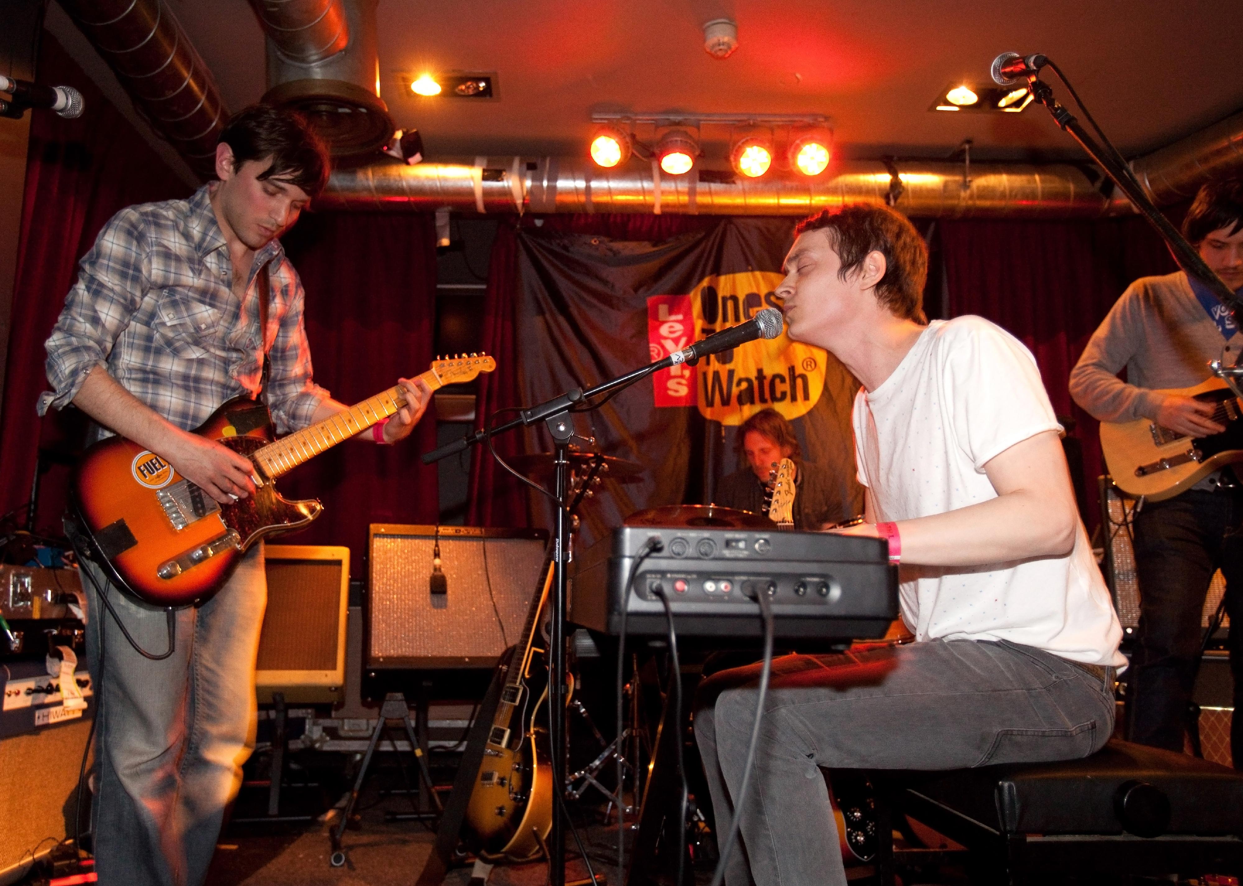 Animal Collective perform a song onstage