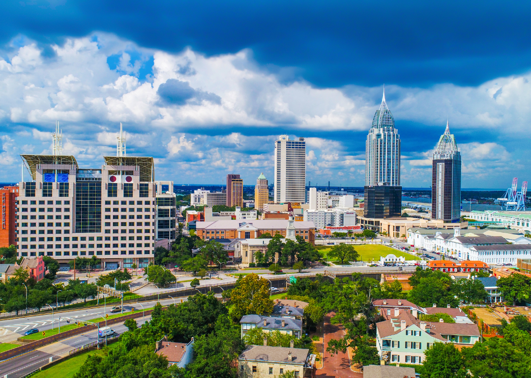 Homes and buildings in downtown Mobile, AL.