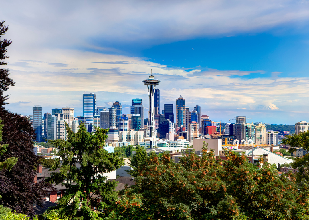 Tall buildings in the Seattle, WA skyline.