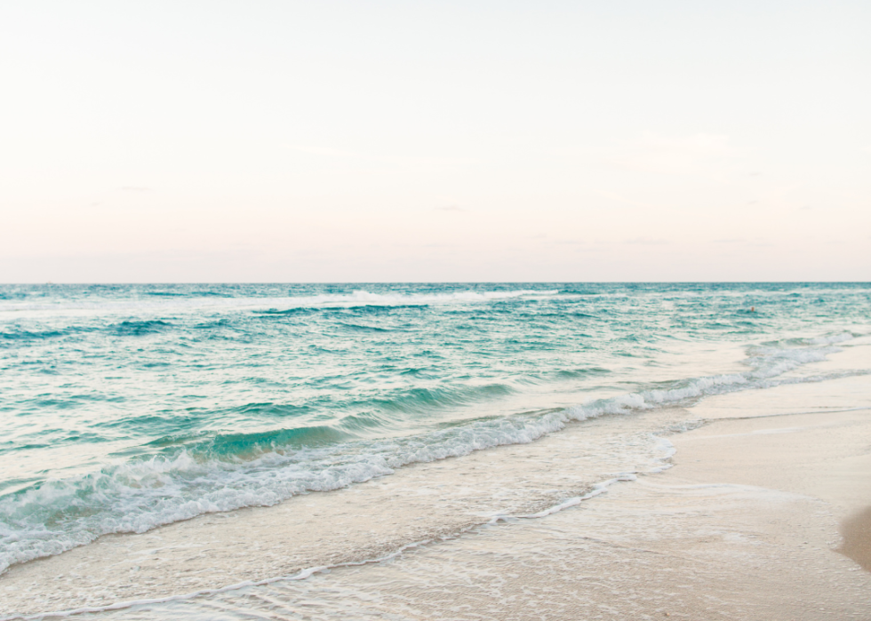 Clear waters on the beach.