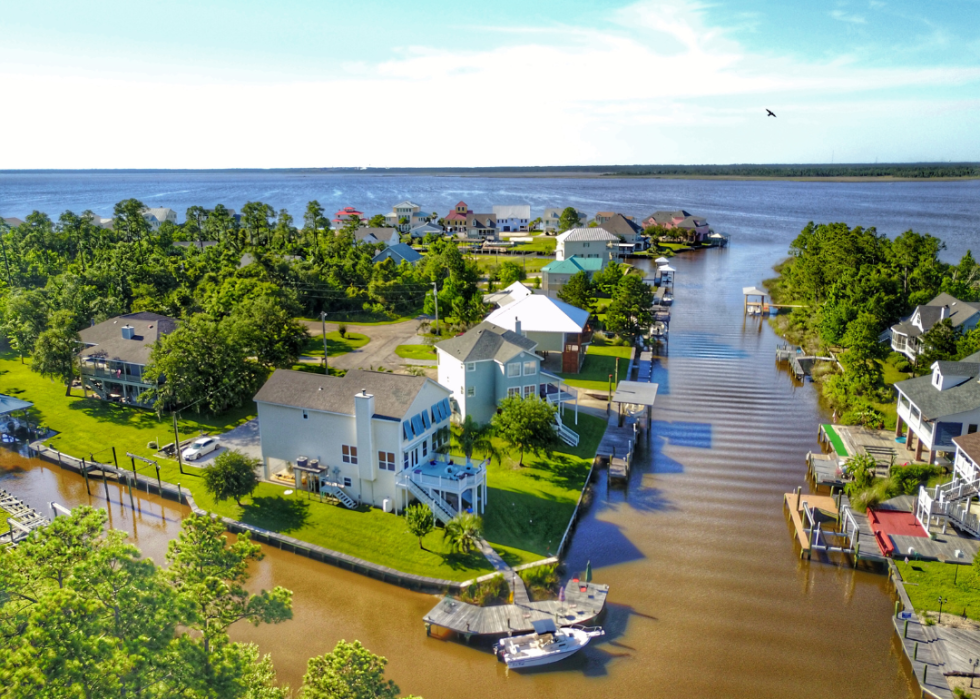 Waterfront homes and docks.