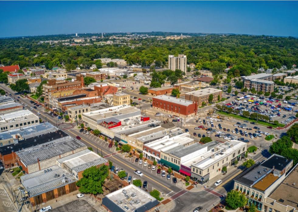 Aerial view of Manhattan, Kansas.