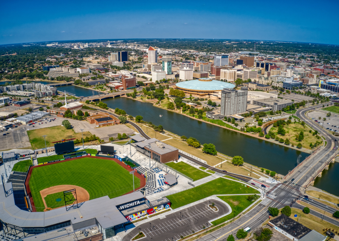 Aerial view of downtown Wichita.