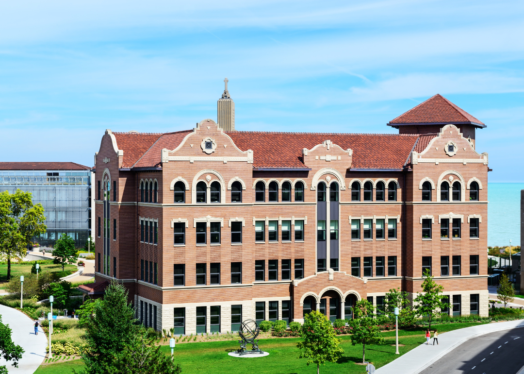 A red brick university building in Chicago.
