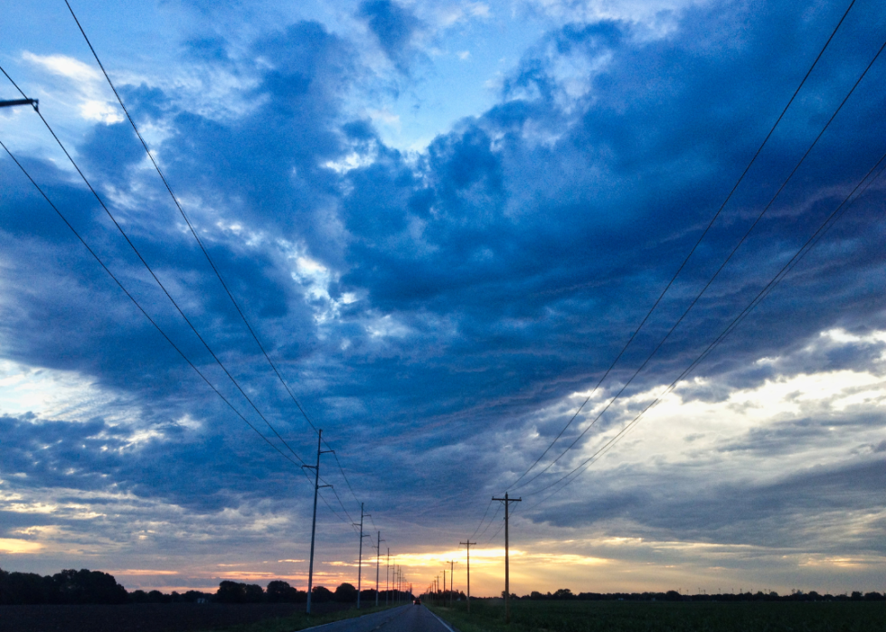 Arkansas highway at sunset.