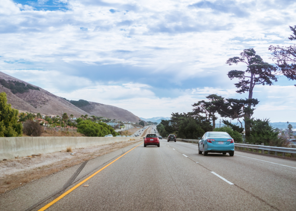 Driving on the coast along Highway 1 towards Pismo Beach in SLO County.
