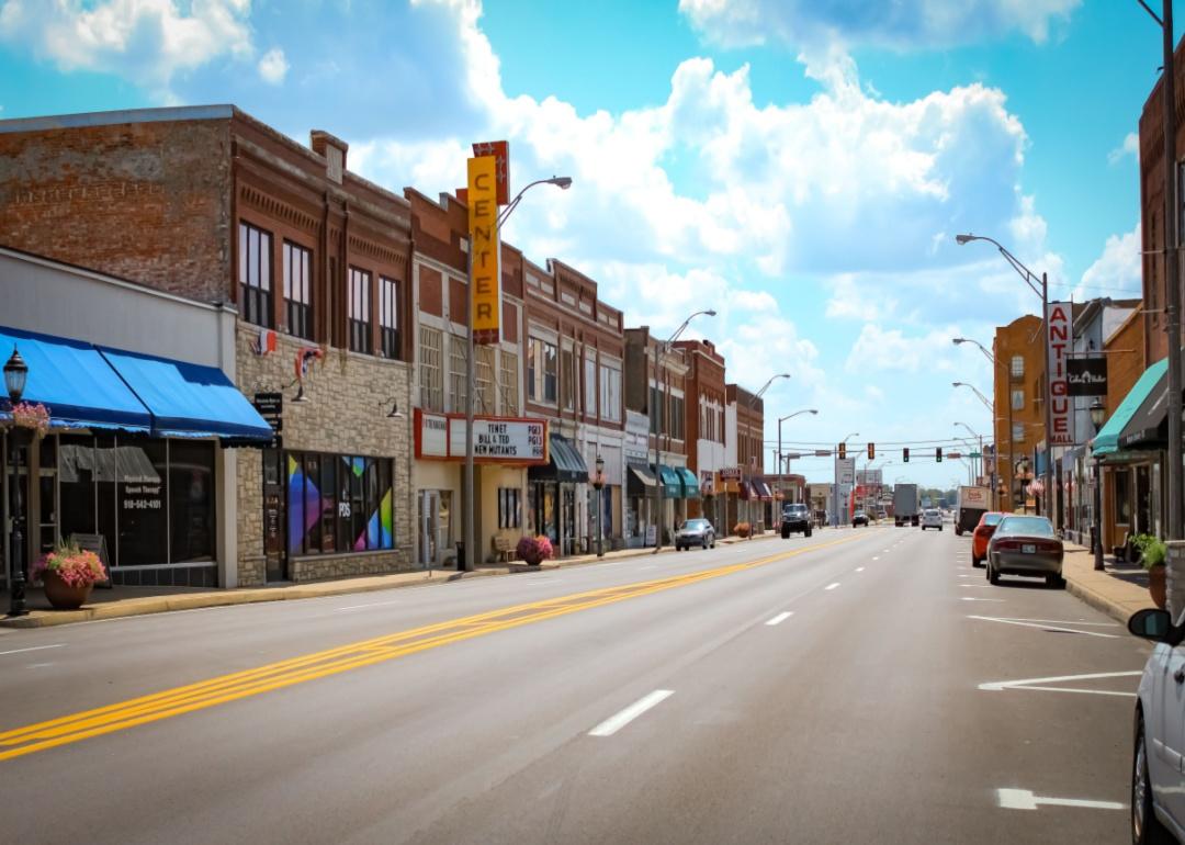 A small town main street.