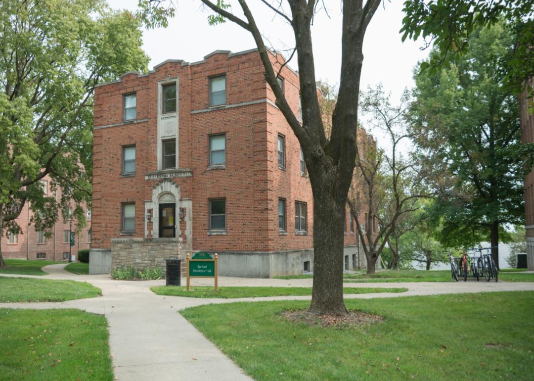 A brick residence hall on Central Methodist University campus