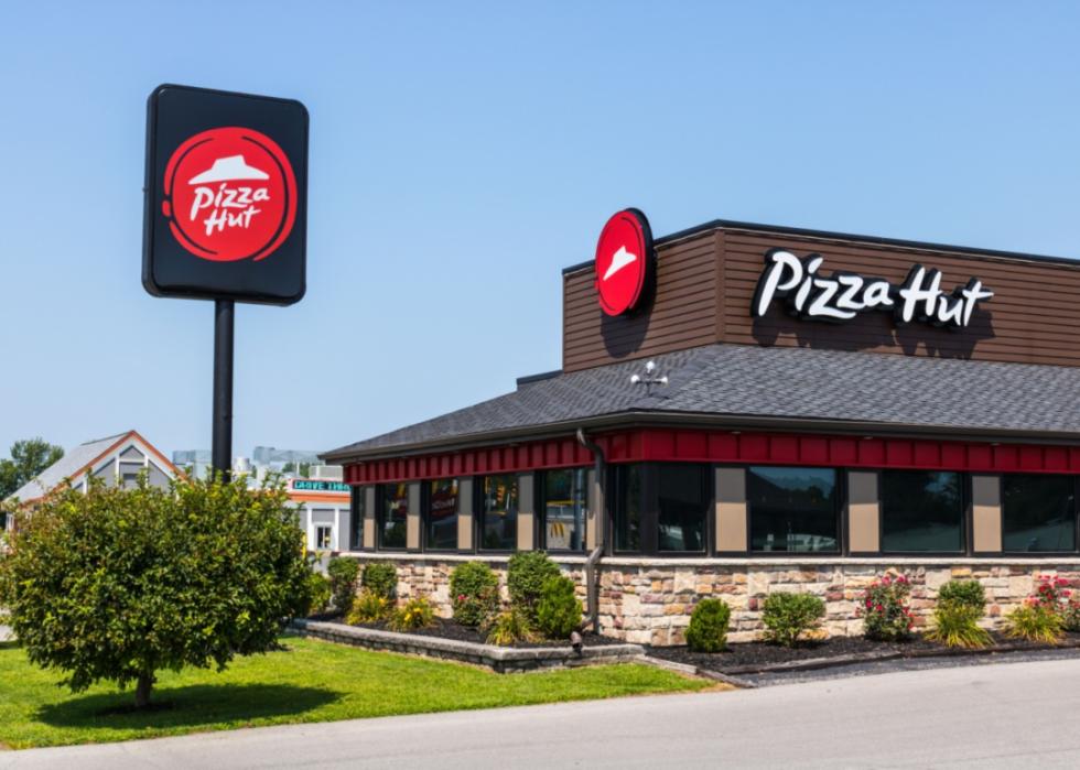 The exterior of a Pizza Hut restaurant.