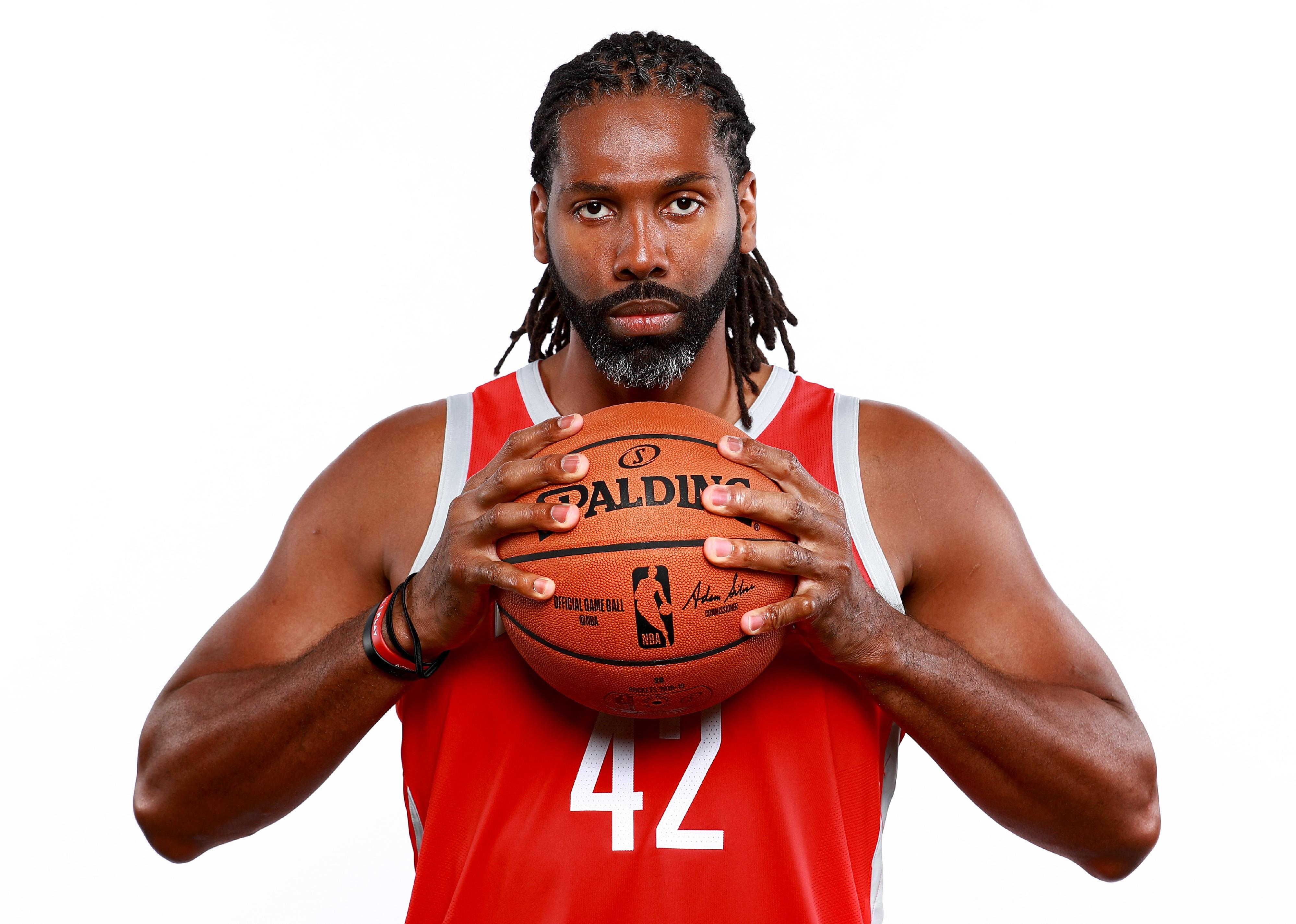 Nene Hilario Houston Rockets Media Day portrait.