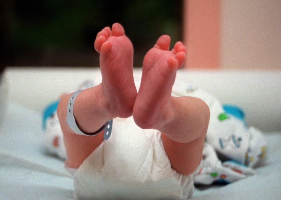 Newborn baby feet close up