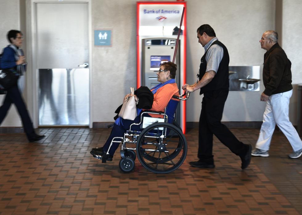 Southwest Airlines passenger pushed through a terminal