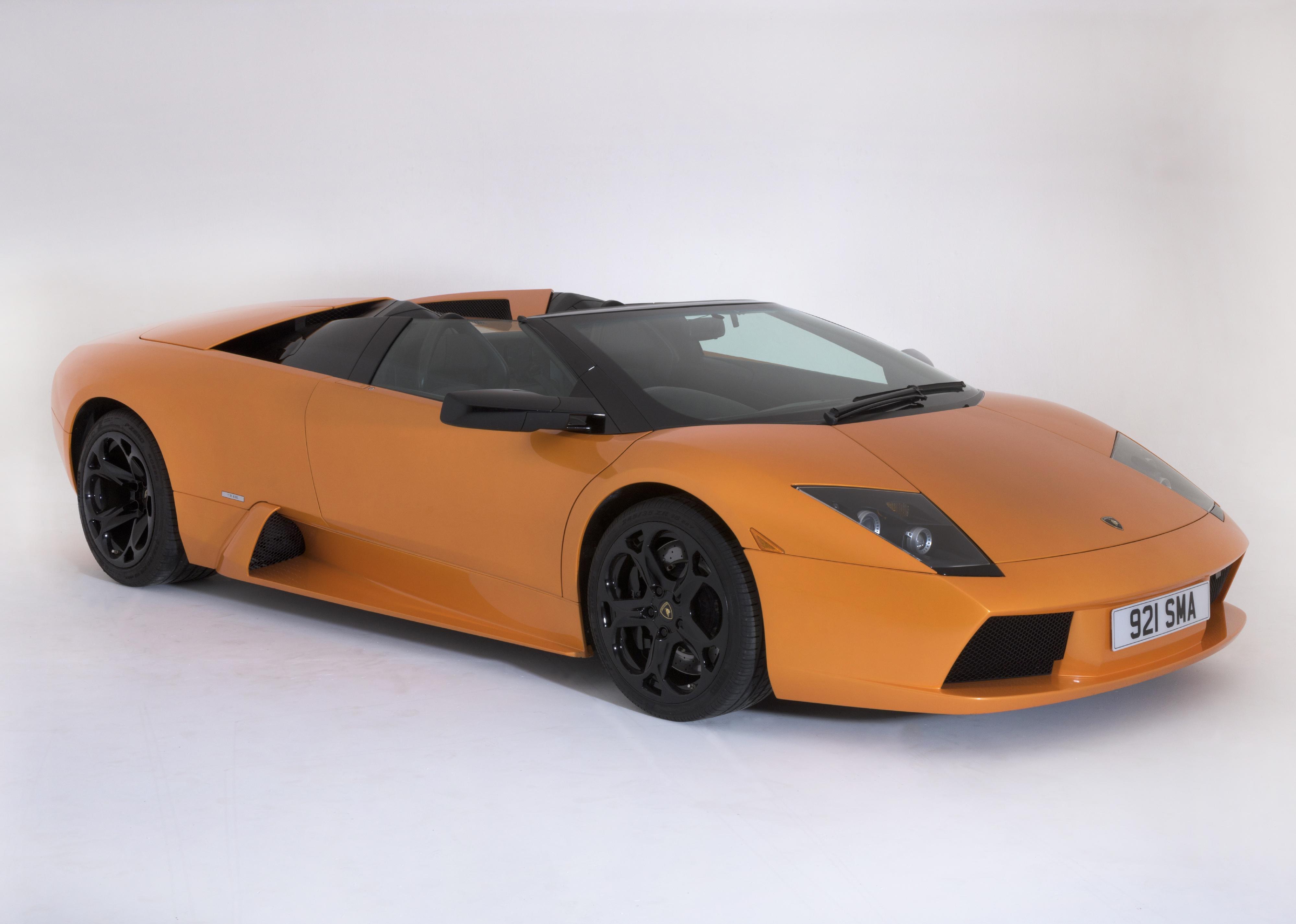 An orange Lamborghini Murcielago Roadster.
