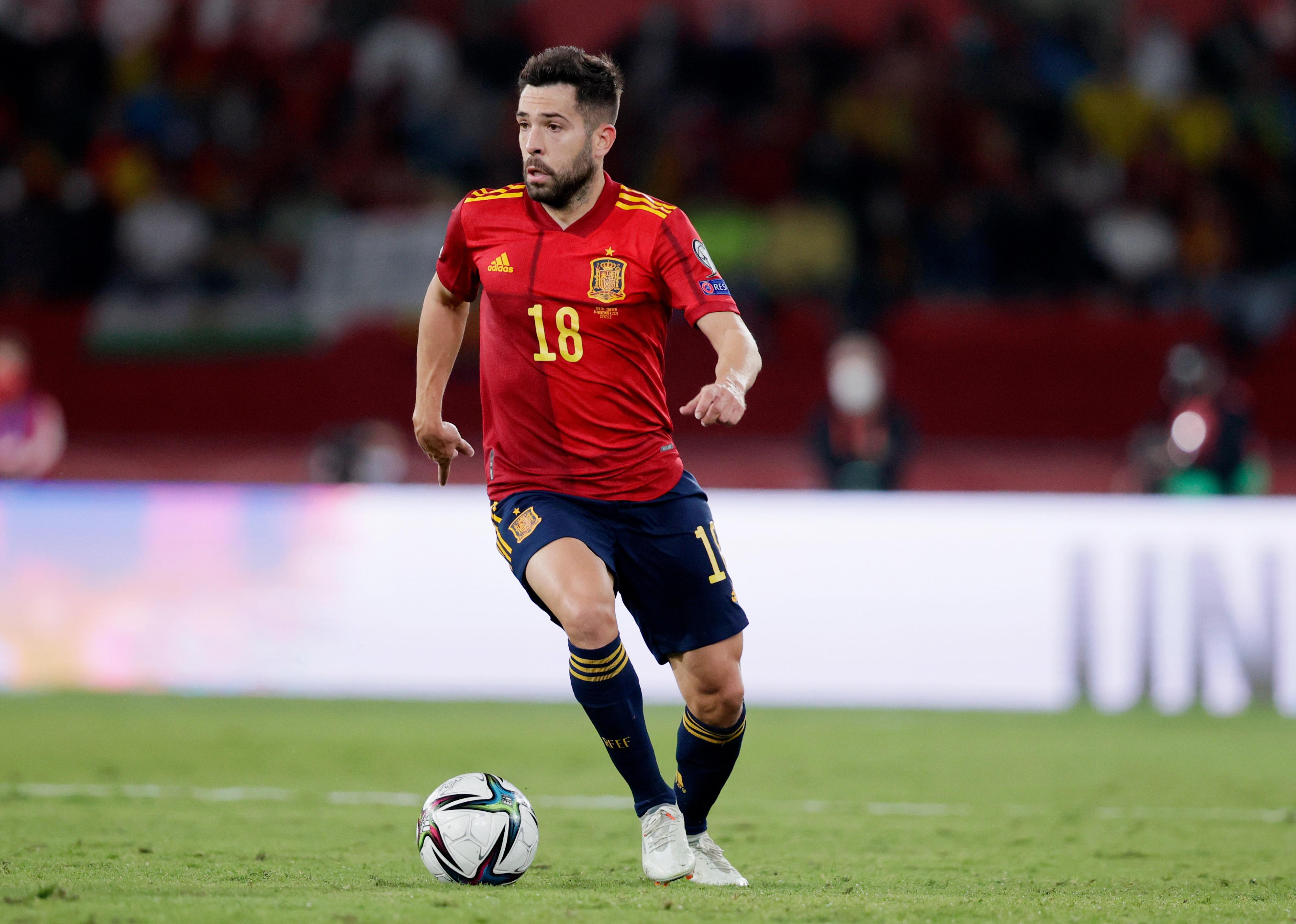 Jordi Alba of Spain during the World Cup Qualifier match between Spain v Sweden