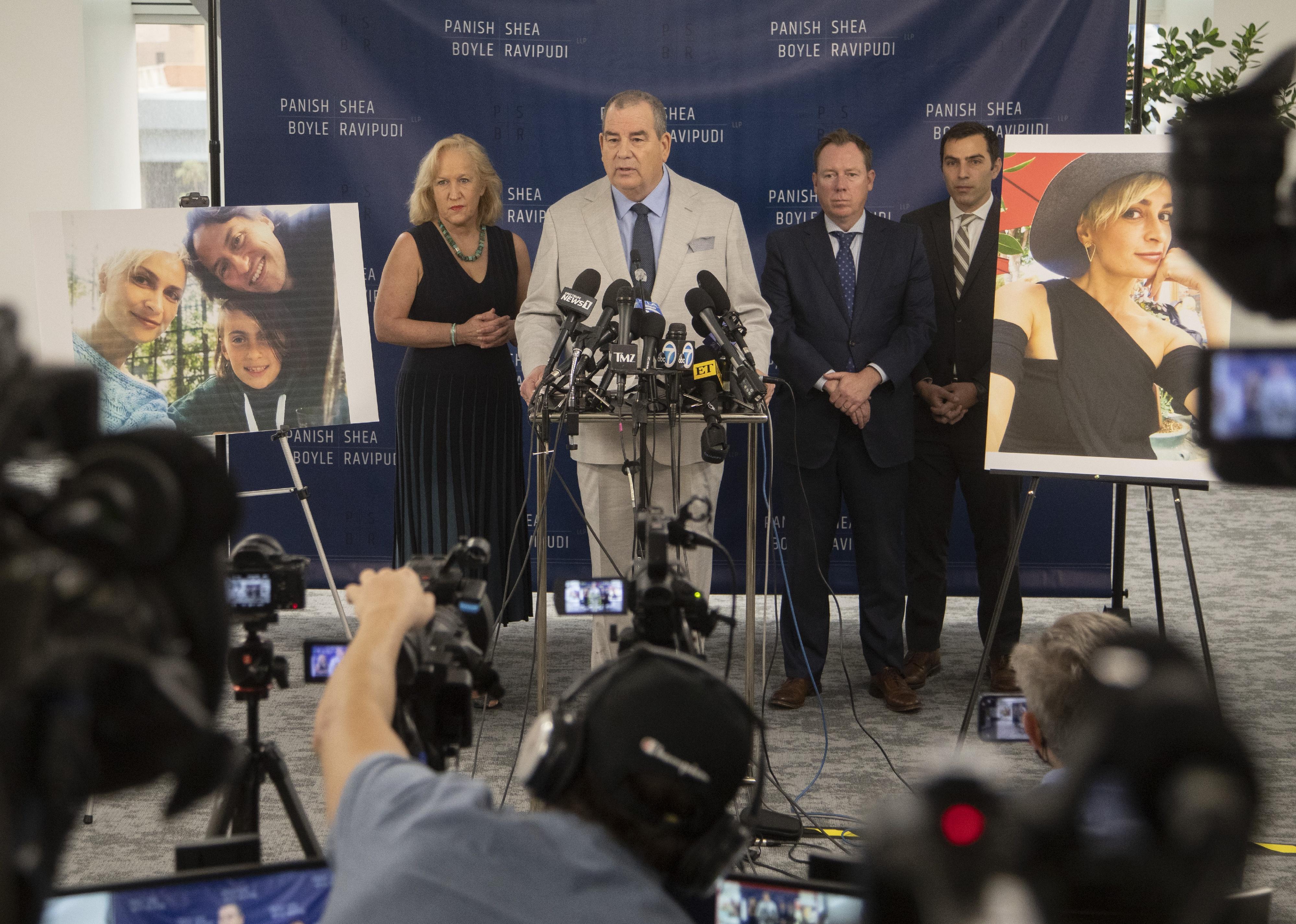 Attorneys representing Halyna Hutchins family announce a wrongful death lawsuit during a press conference.