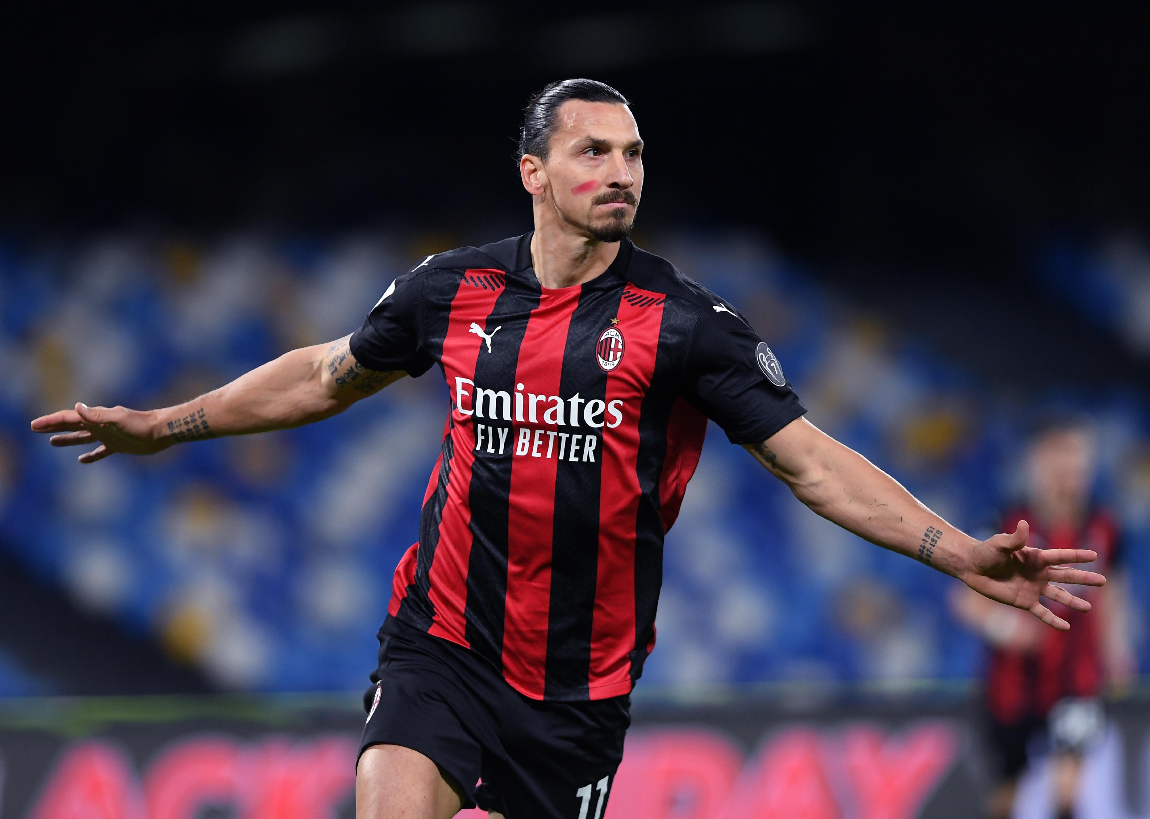Zlatan Ibrahimović celebrates after scoring a goal