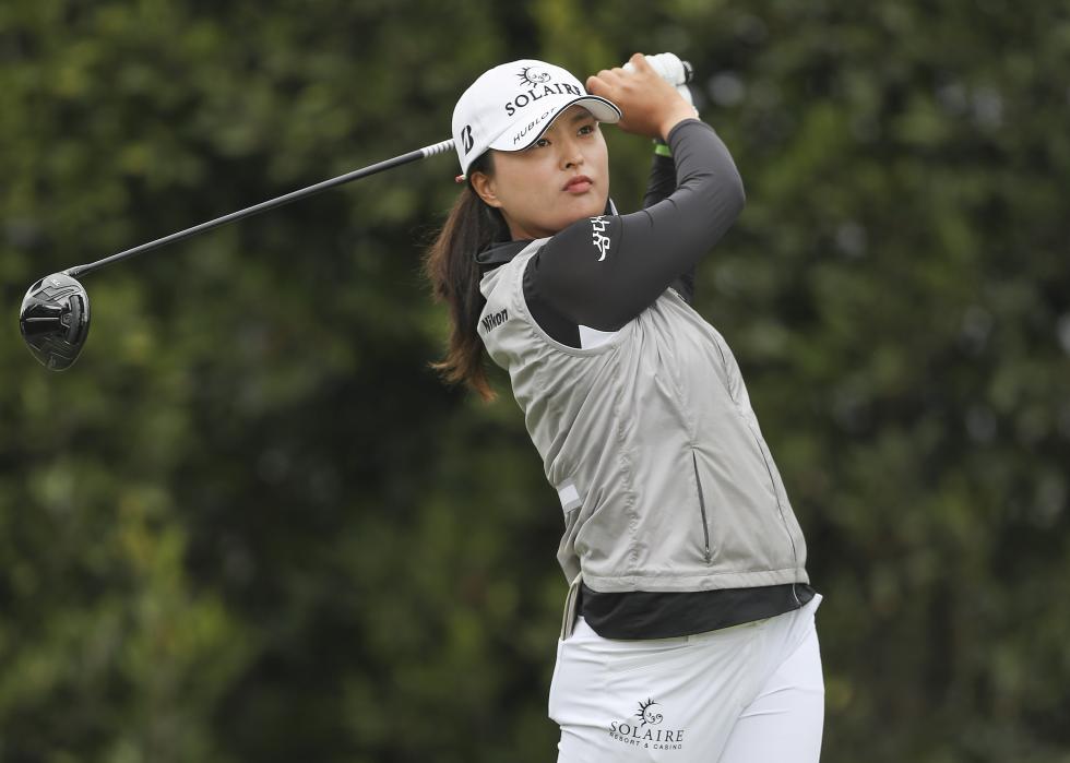Jin Young Ko of South Korea plays her shot on the second tee