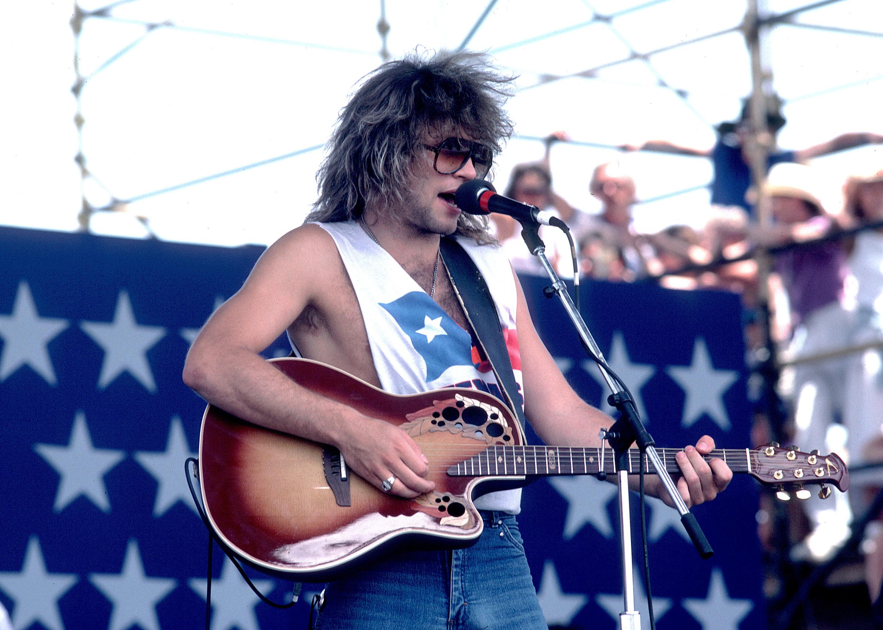 Bon Jovi performs at the Manor Downs Racetrack.