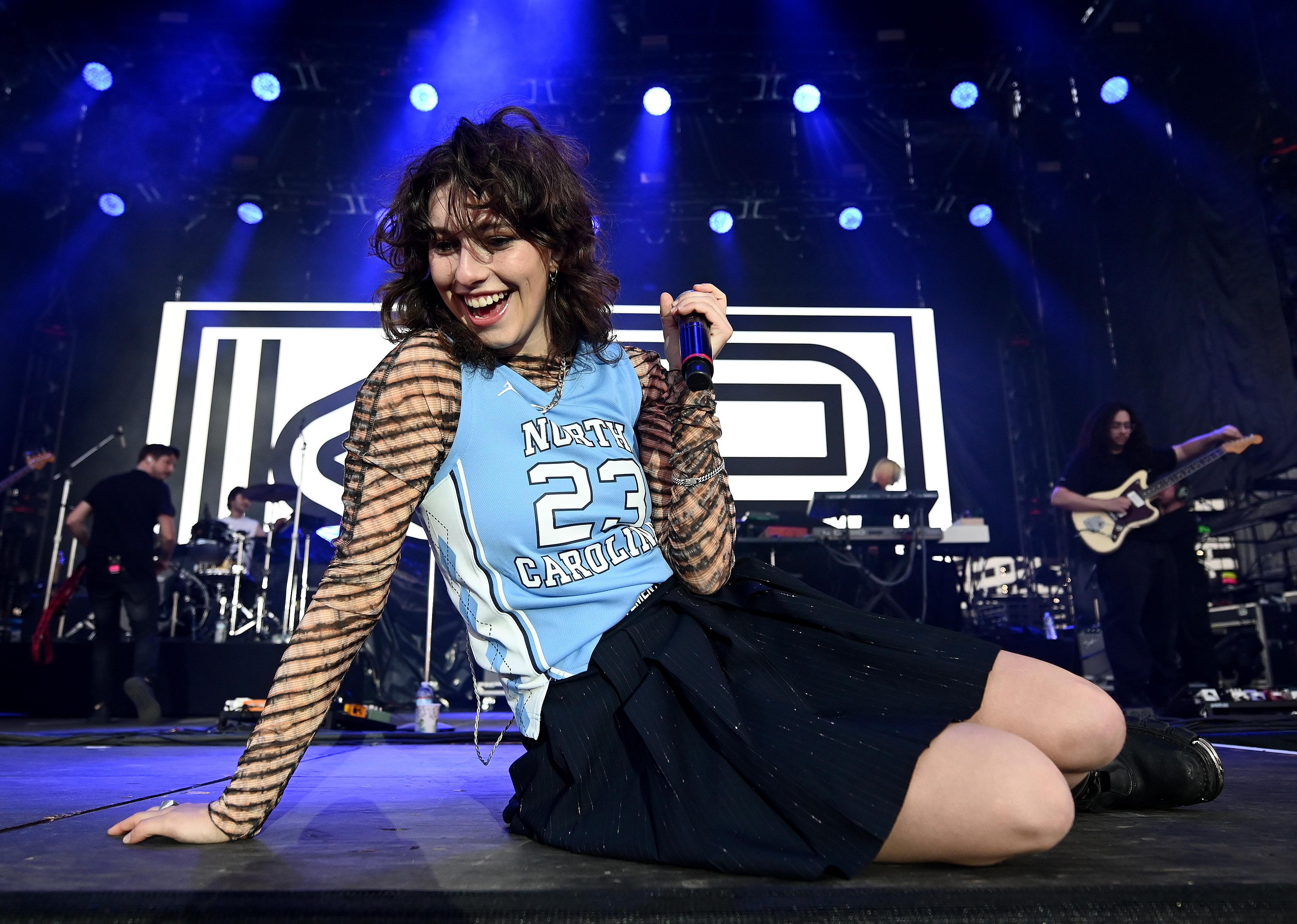King Princess on stage at Woldenberg Park in New Orleans, Louisiana.