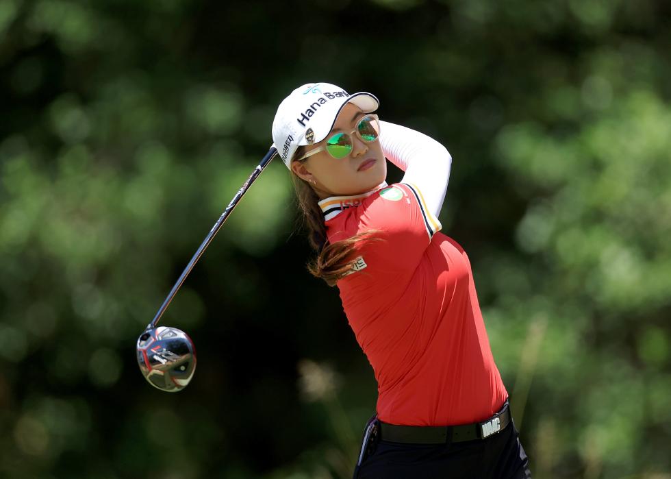 Minjee Lee of Australia plays her tee shot