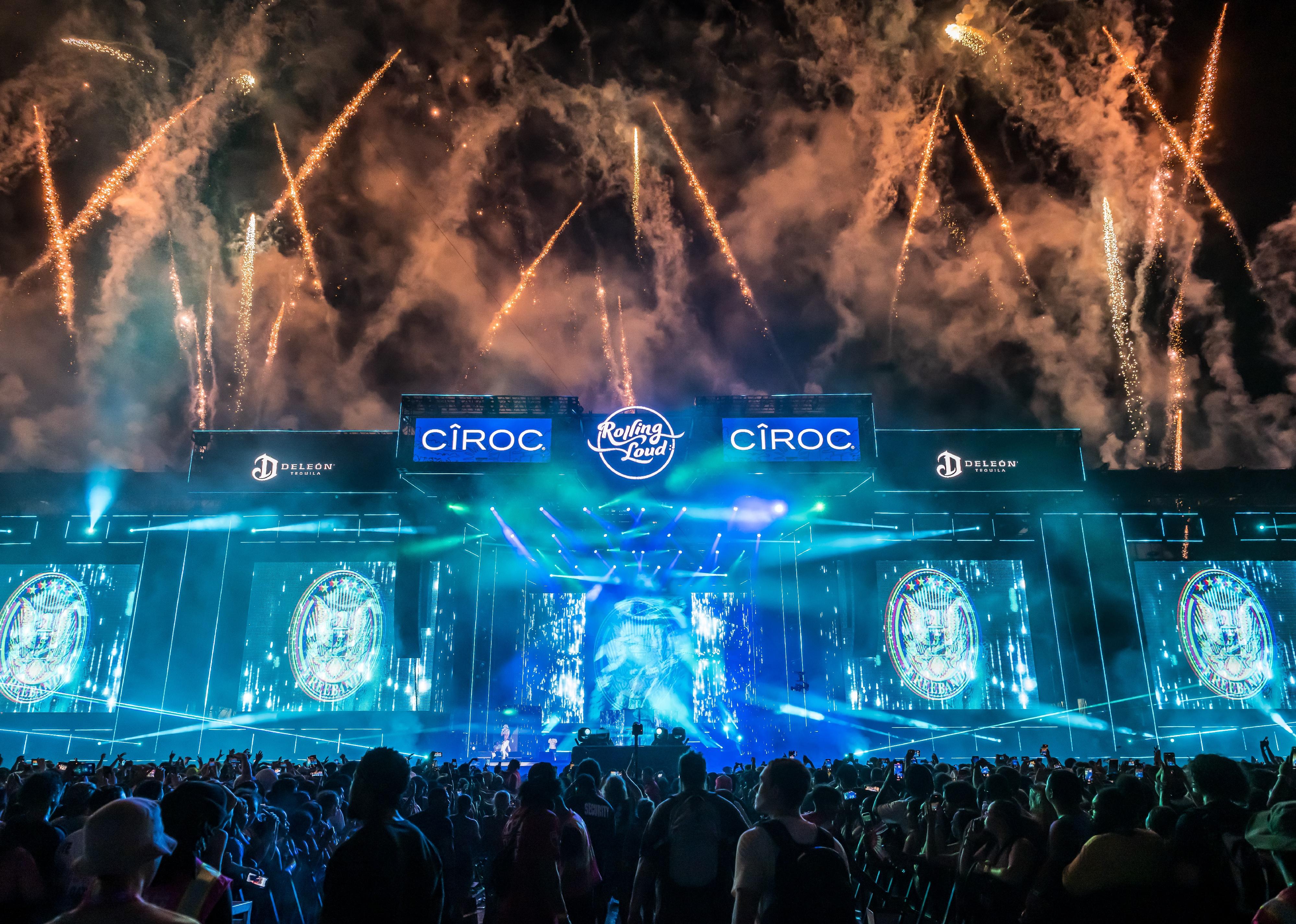 General view of the main stage during Rolling Loud Miami at Hard Rock Stadium.