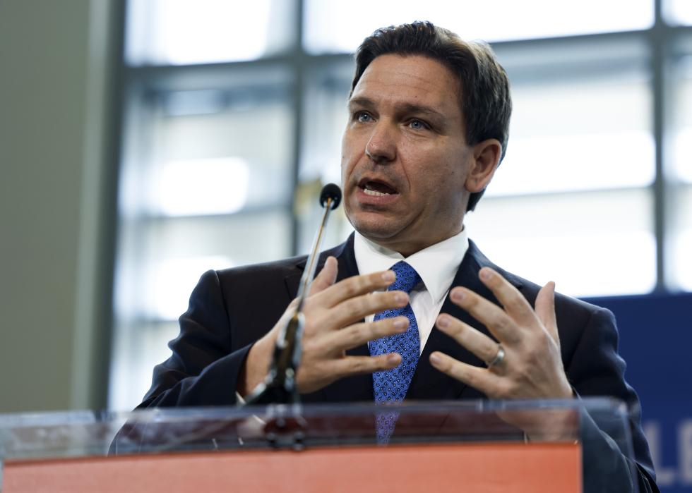 Ron DeSantis gives remarks at the Heritage Foundation's 50th Anniversary Leadership Summit.