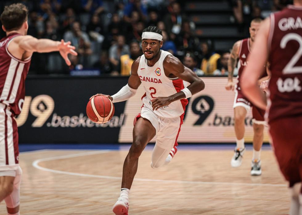 Canada's Shai Gilgeous-Alexander dribbles during the FIBA Basketball World Cup.