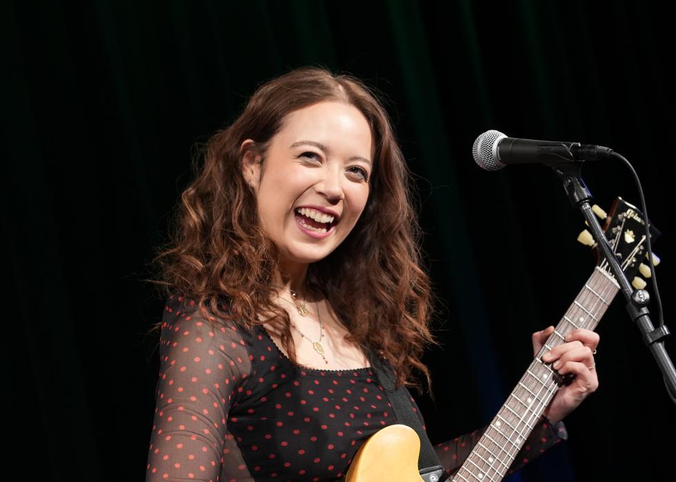 Laufey performs at A New York Evening With Laufey at The Greene Space.