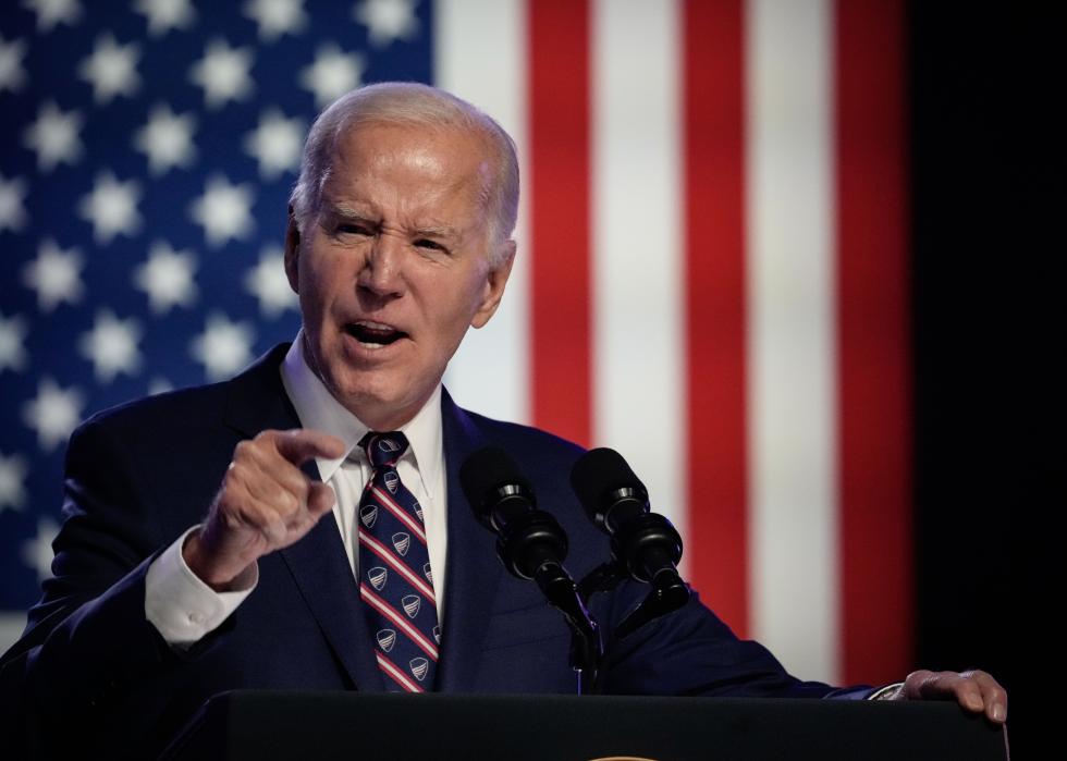 Joe Biden speaks during a campaign event.