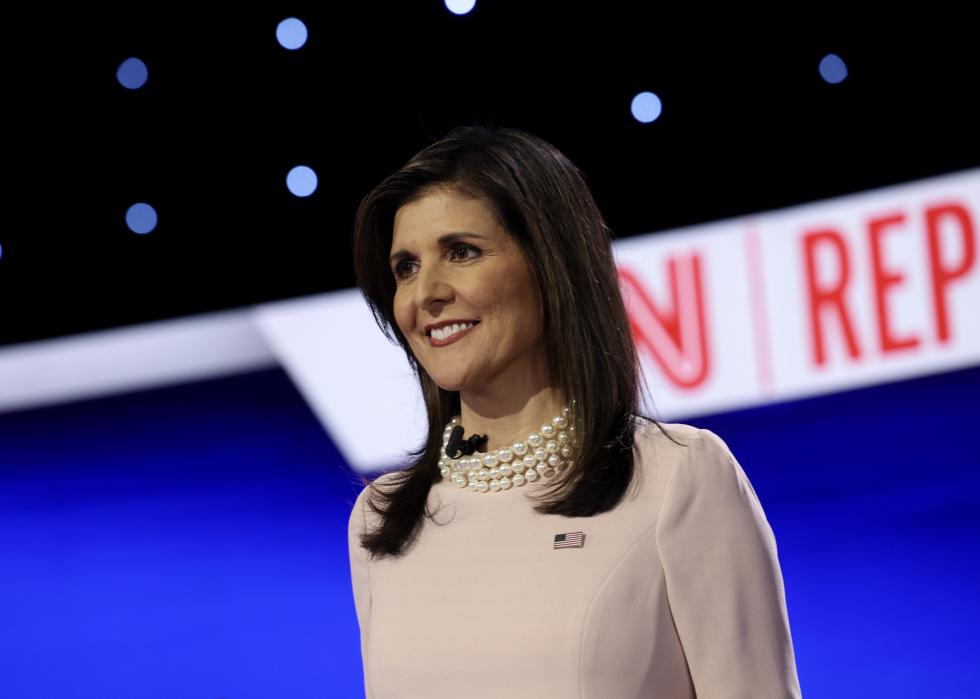 Nikki Haley participates in the CNN Republican Presidential Primary Debate.