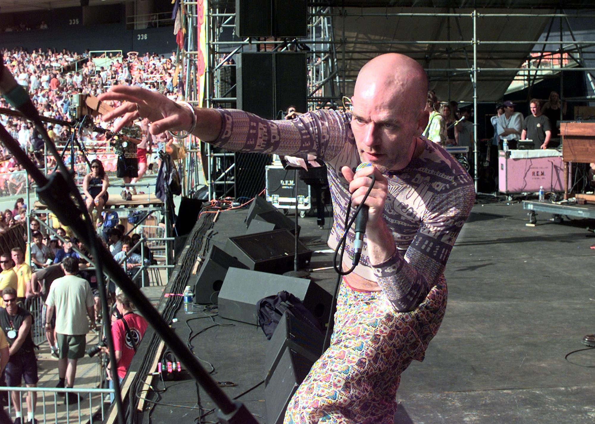 REM singer Michael Stipe performing at the 1998 Tibet Freedom Concert.