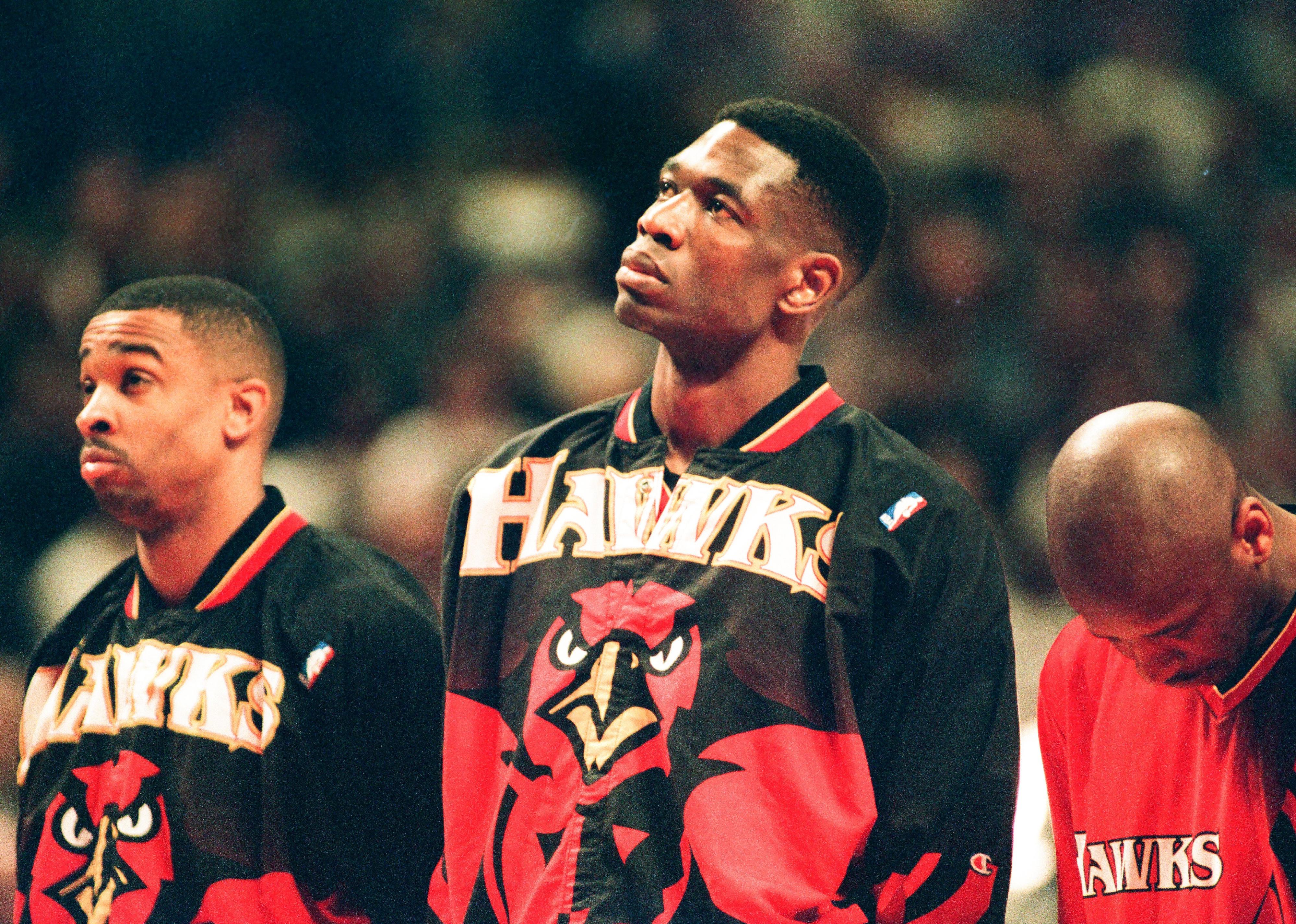 Dikembe Mutombo during a game at The Omni Coliseum.