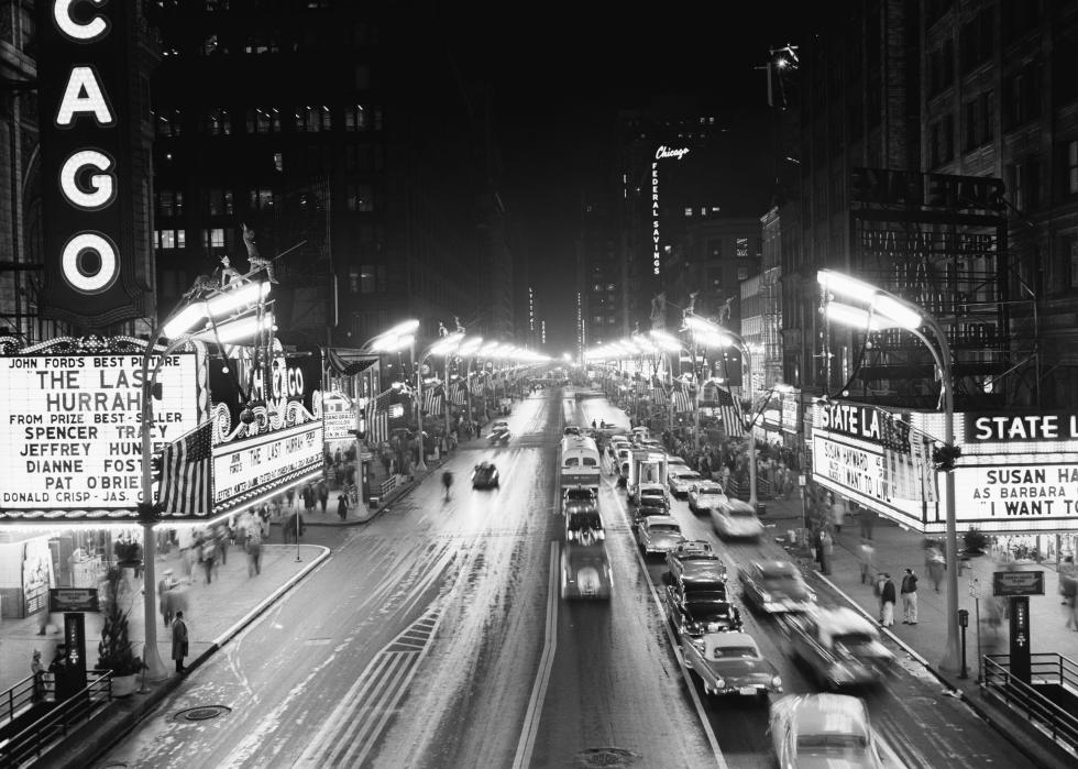 Aerial night photograph of Chicago, Illinois