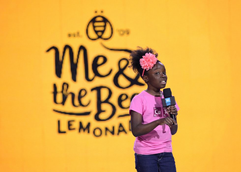 Mikaila Ulmer speaks onstage during WE Day at KeyArena