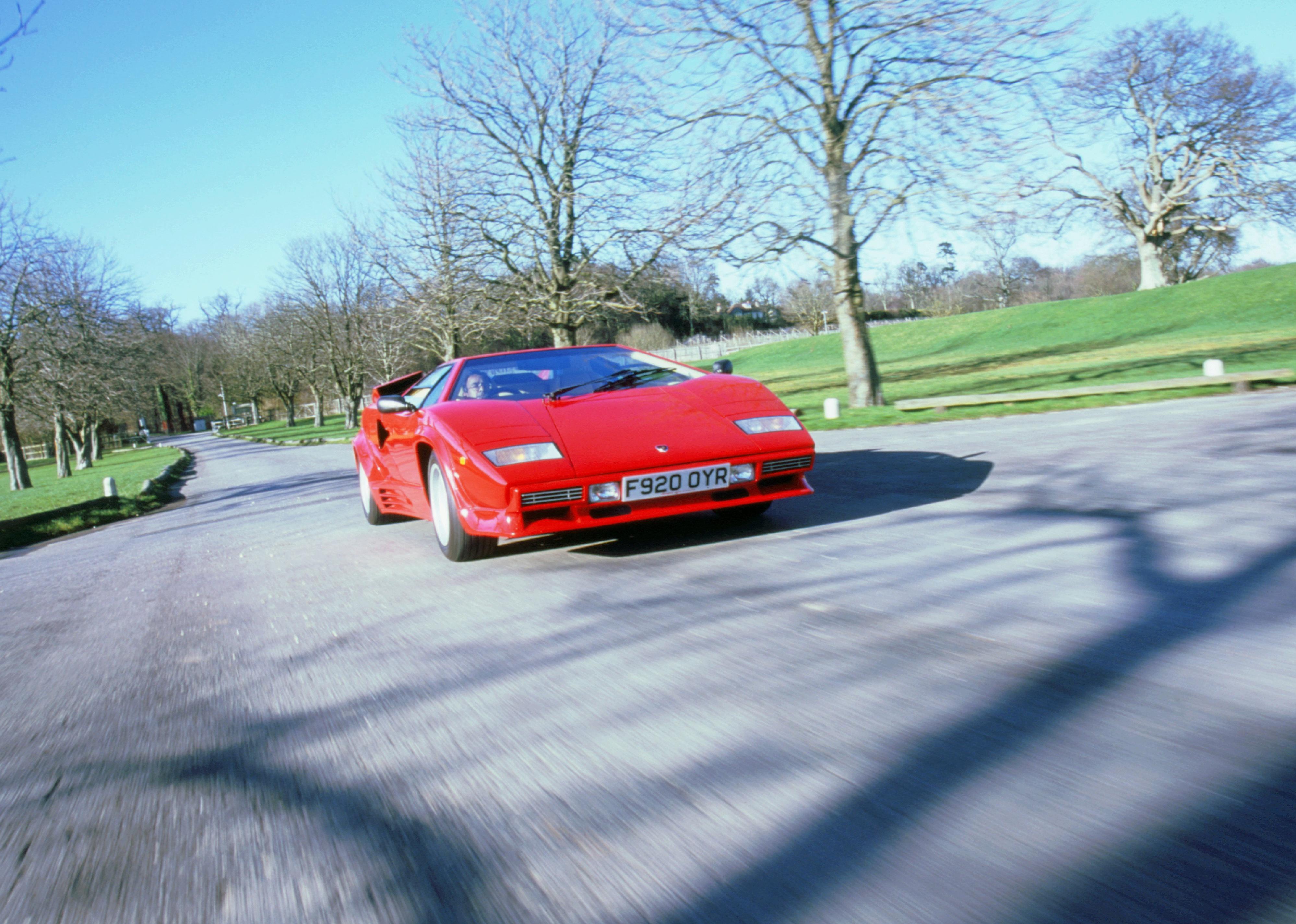 1989 Lamborghini Countach driving.