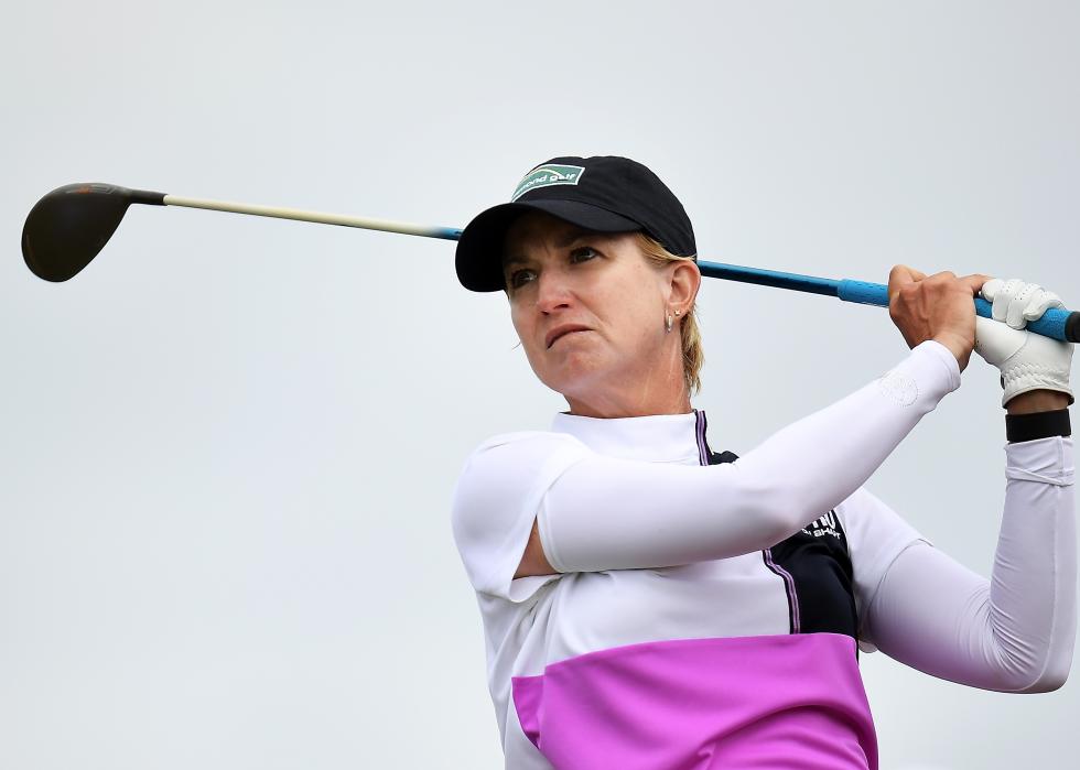 Karrie Webb of Australia drives during round two of the ISPS Handa Women's Australian Open
