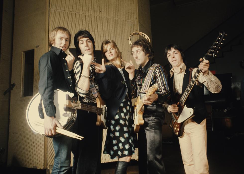 Wings pictured together at Abbey Road Studios.