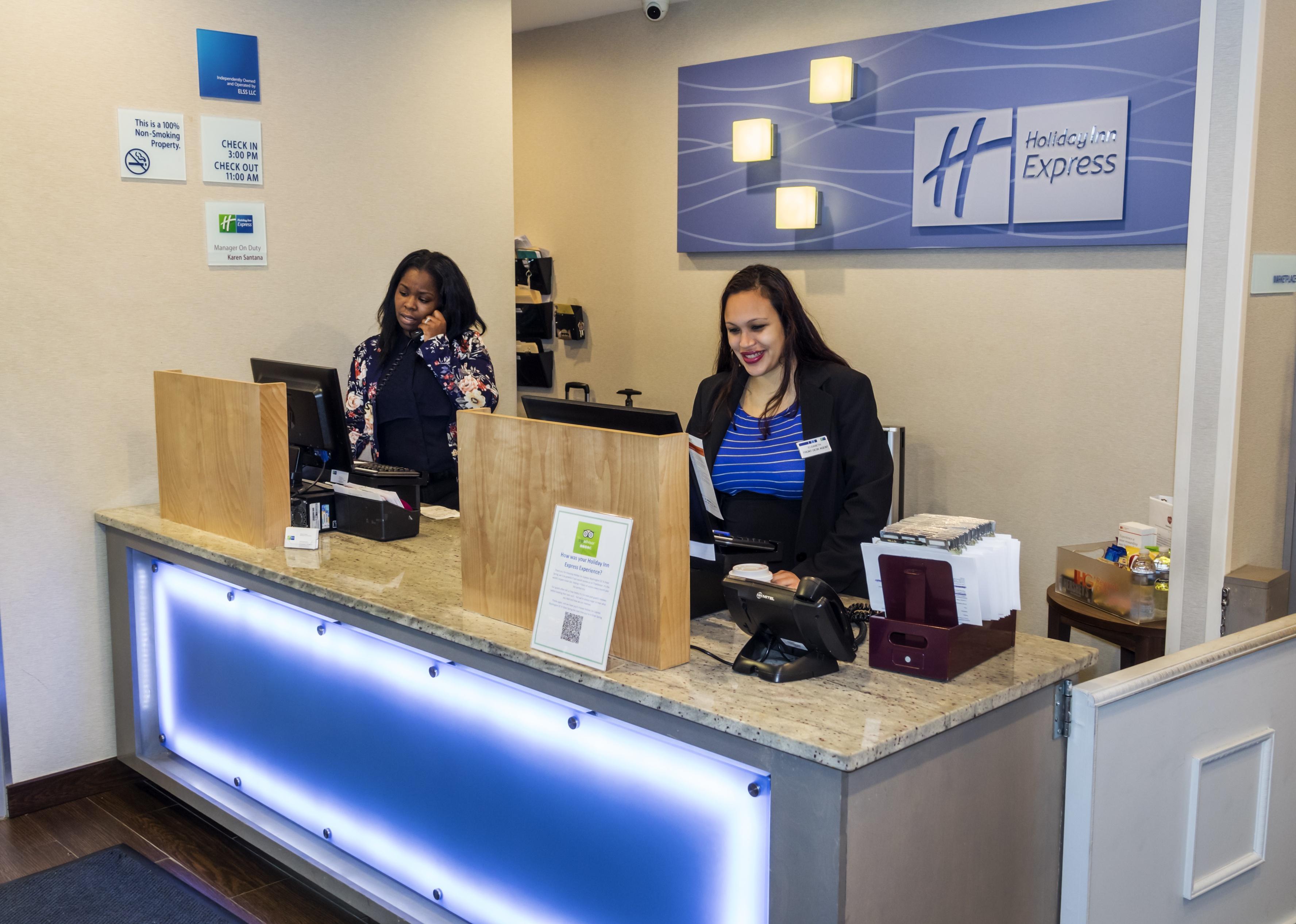 Front desk registration employees at a hotel