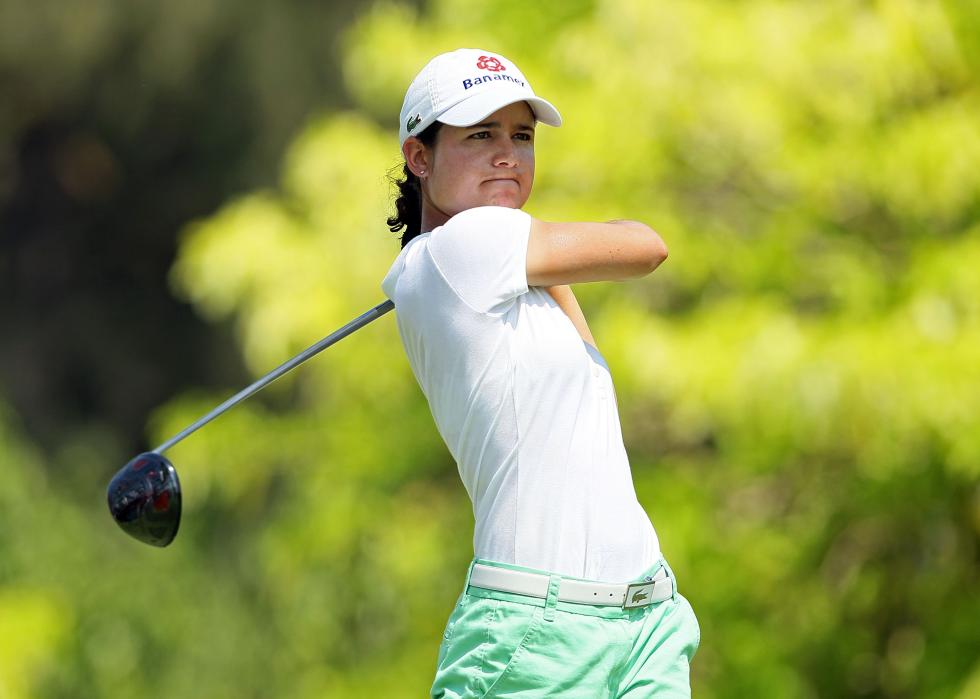 Lorena Ochoa of Mexico hits her tee shot 