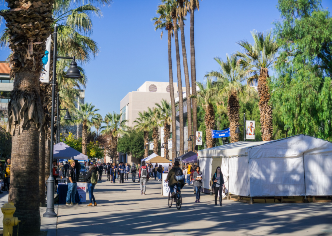 A crowded farmers' market.