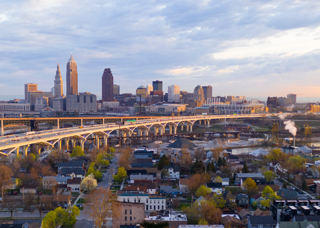 Aerial view of downtown Cleveland.