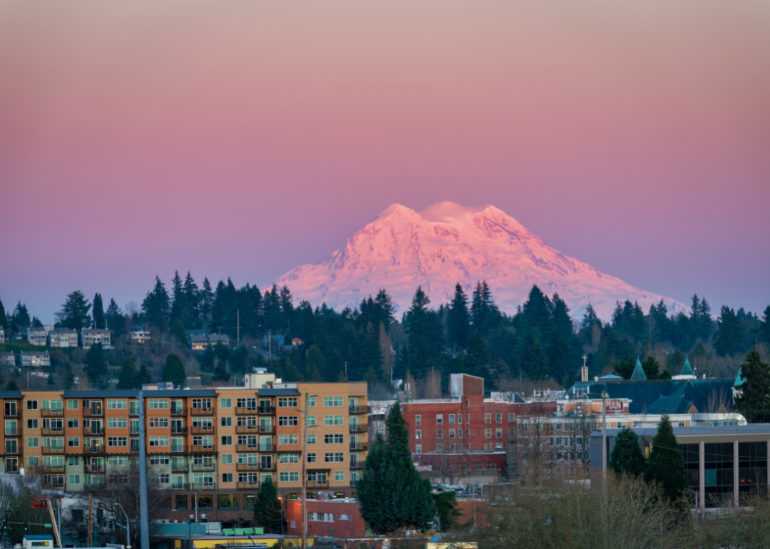 Purple sunset over Olympia, Washington.