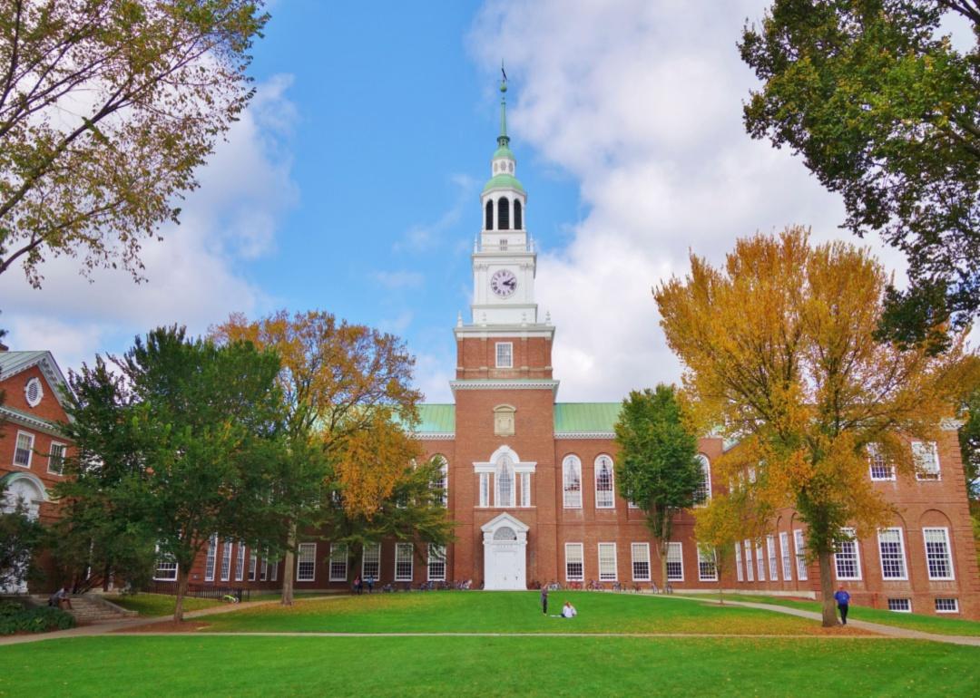 The Dartmouth green with trees beginning to show fall colors.